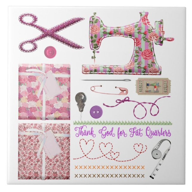 Sömaskin sömmerska quilting sy kakelplatta (Framsidan)