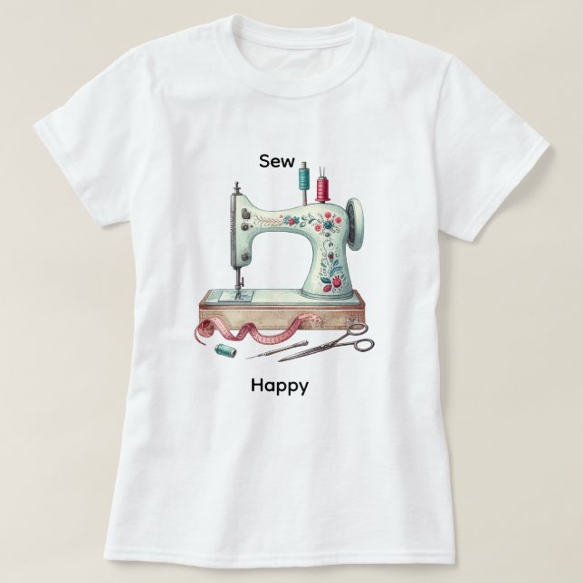 Sömaskin söt hantverk sy glad t-shirt  (Design framsida)