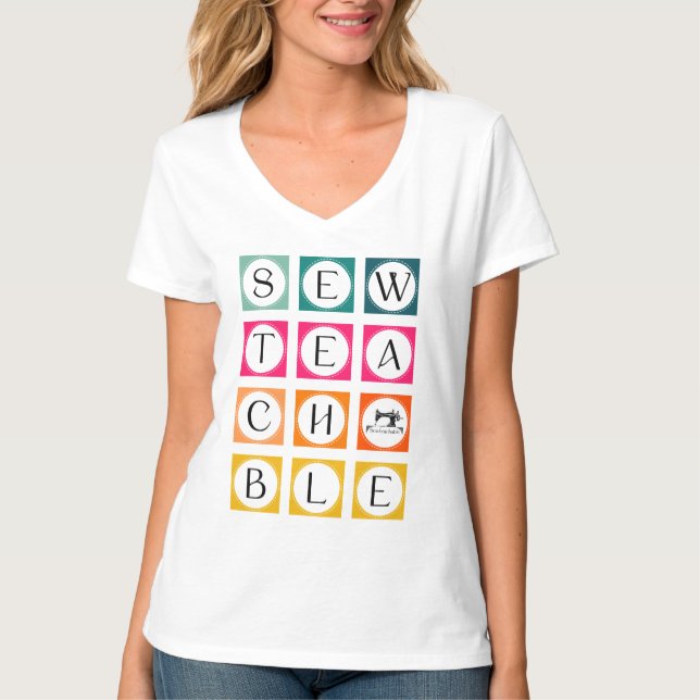 Sömbara färgglada rutor t shirt (Framsida)
