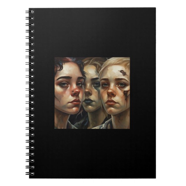 Somber Faces – AI Art Notebook Anteckningsbok (Framsidan)