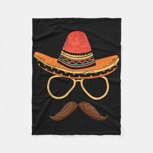 Sombrero Ansikte Cinco De Mayo Mexican Fiesta Part Fleecefilt (Framsidan)