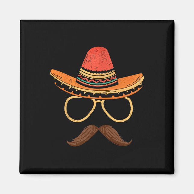 Sombrero Ansikte Cinco De Mayo Mexican Fiesta Part Magnet (Framsidan)