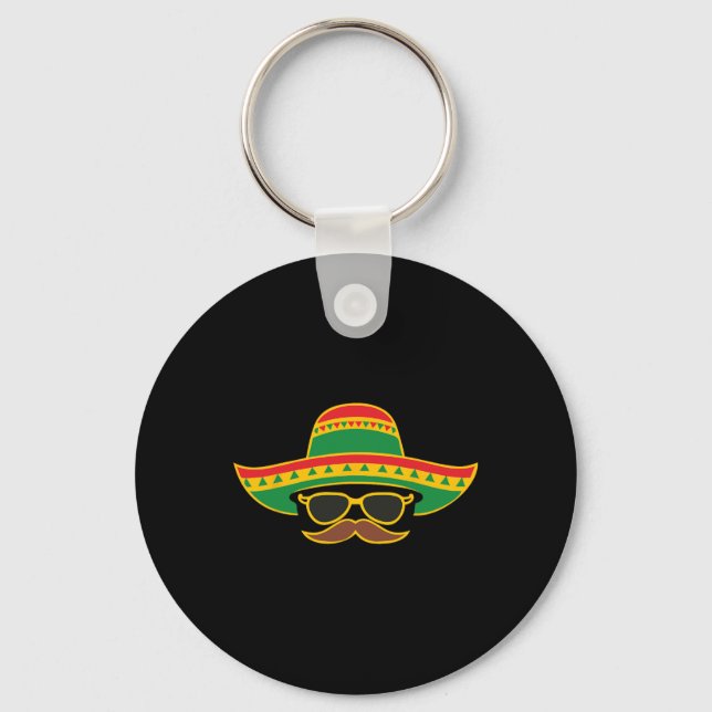 Sombrero Ansikte Cinco De Mayo Mexican Fiesta Part Nyckelring (Framsida)