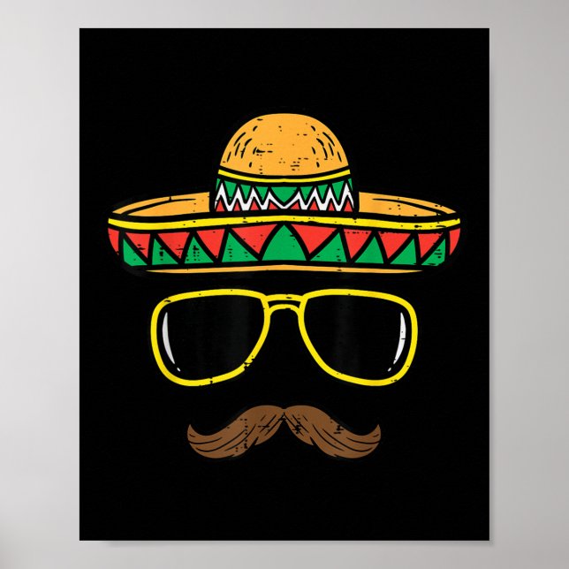 Sombrero Ansikte Cinco De Mayo Mexican Fiesta Part Poster (Framsidan)