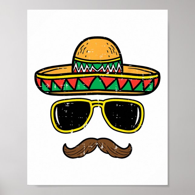 Sombrero Ansikte Cinco De Mayo Mexican Fiesta Part Poster (Framsidan)
