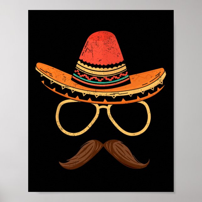 Sombrero Ansikte Cinco De Mayo Mexican Fiesta Part Poster (Framsidan)