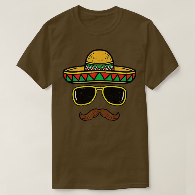 Sombrero Ansikte Cinco De Mayo Mexican Fiesta Part T Shirt (Design framsida)