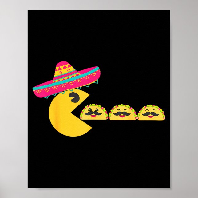 Sombrero äter roliga tacos med mustascher cinco poster (Framsidan)