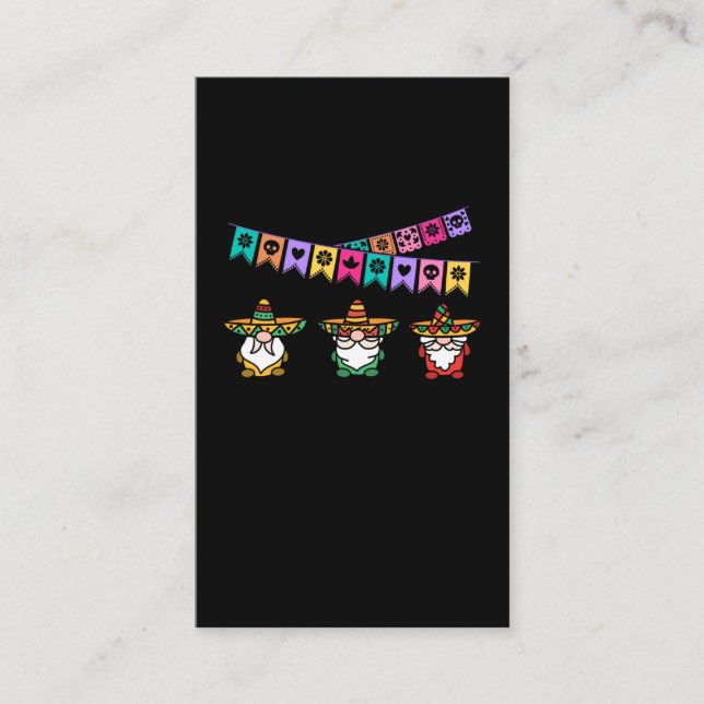 Sombrero Gnomes Mexican Fiesta Lycklig Cinco De Ma Visitkort (Framsida)