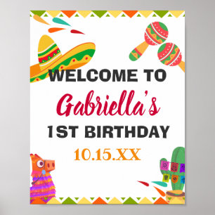 Sombrero Llama Mexican Stil Fiesta Första födelsed Poster