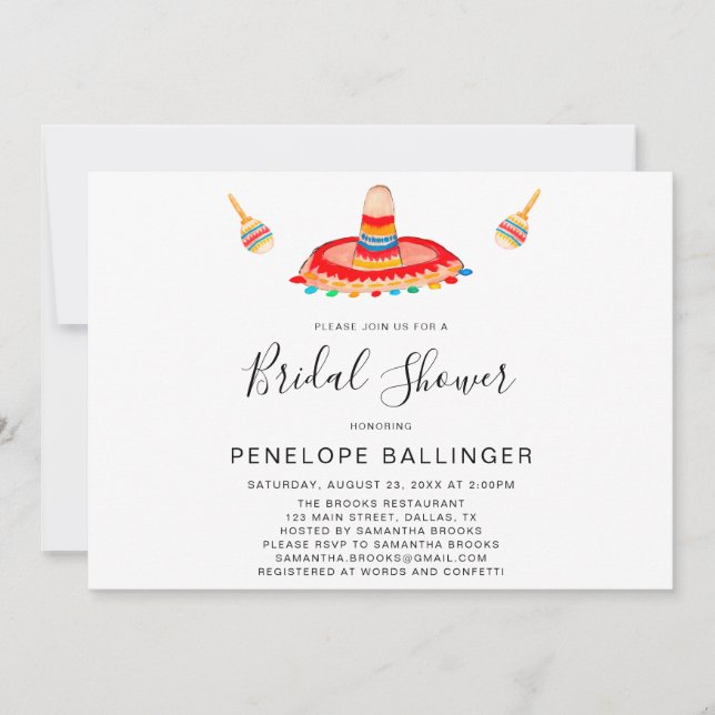 Sombrero Möhippa Fiesta-inbjudningar, Möhippa Inbjudningar (Framsida)