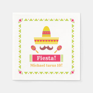 Sombrero Moustache Maracas Fiesta Servetter