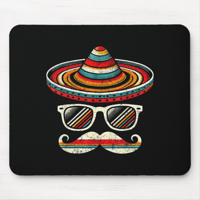 Sombrero Mustasch Solglasögon Cinco De Mayo Fiesta Musmatta (Framsidan)