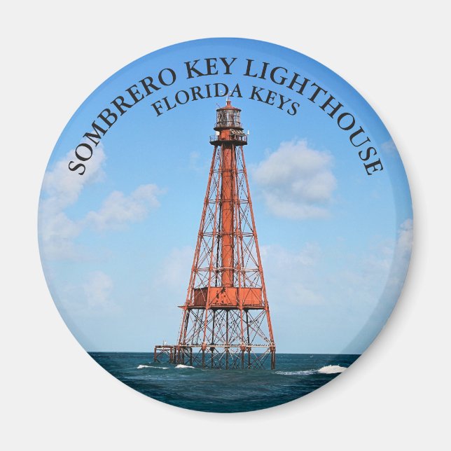 Sombrero Nyckel Lighthouse Florida Nycklar Round M Magnet (Framsidan)