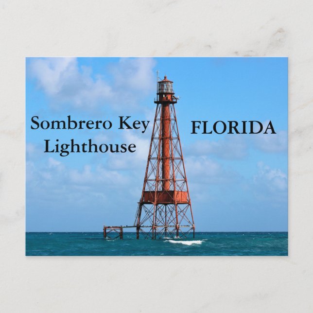Sombrero Nyckel Lighthouse, Florida Postcard Vykort (Framsida)