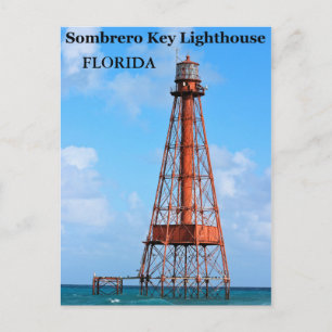 Sombrero Nyckel Lighthouse, Florida Postcard Vykort
