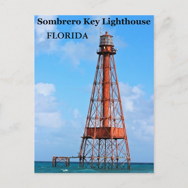 Sombrero Nyckel Lighthouse, Florida Postcard Vykort (Framsida)