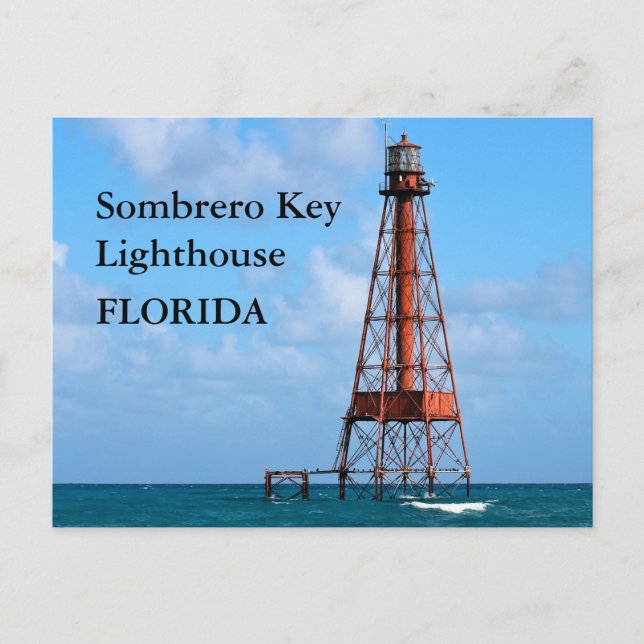 Sombrero Nyckel Lighthouse, Florida Postcard Vykort (Framsida)