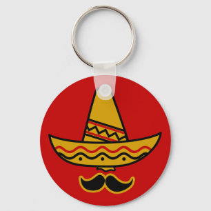 Sombrero och Mustache Keychain Nyckelring