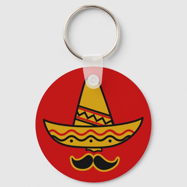 Sombrero och Mustache Keychain Nyckelring (Framsida)