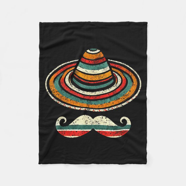 Sombrero serape cinco de mayo mustasch fiesta män fleecefilt (Framsidan)