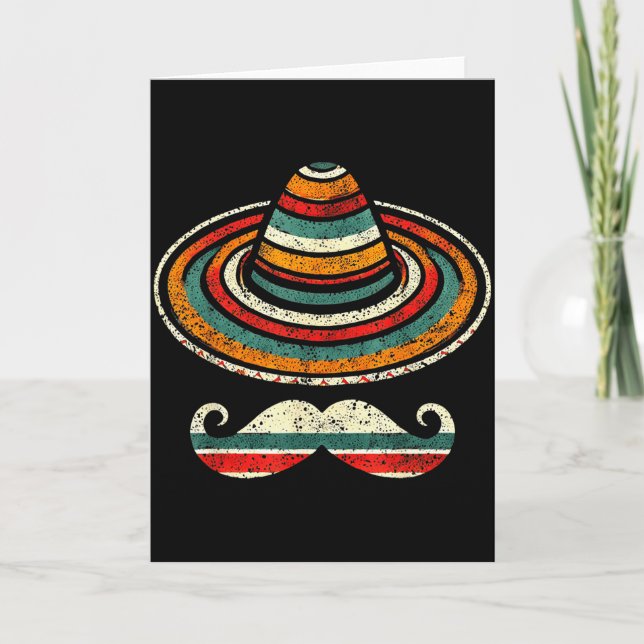 Sombrero Serape Cinco De Mayo Mustasch Fiesta Män  Kort (Framsida)
