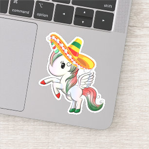Sombrero Wearing Cinco de Mayo Unicorn Pegasus Klistermärken