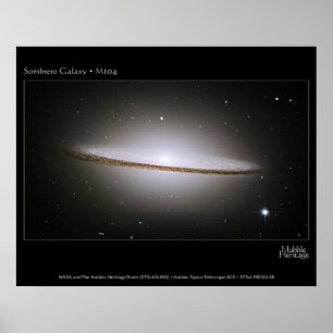 Sombrerogalax, störst assem för Hubble mosaik Poster