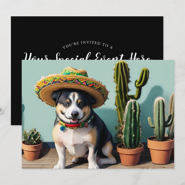 sombreros perros inbjudningar (Fram/baksida)