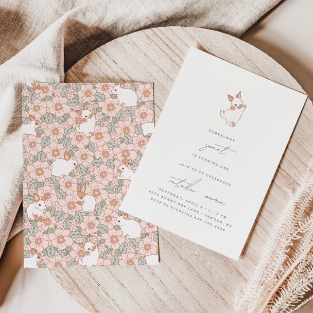 Sombunny Sweet Vår Blommigt Girls 1:a födelsedagen Inbjudningar (Skapare uppladdad)