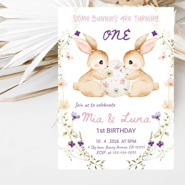 Some Bunnies Are Turning One 1-årsfest Inbjudningar (Skapare uppladdad)