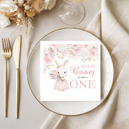 Some Bunny 1st Birthday Floral Napkins Pappersservett