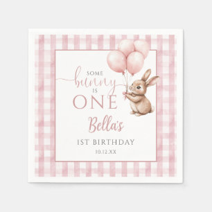 Some Bunny är ett rosa ballonger 1-års födelsedag Pappersservett