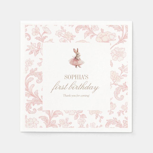 Some Bunny Birthday Pink Bunny Party Pappersservett (Framsidan)