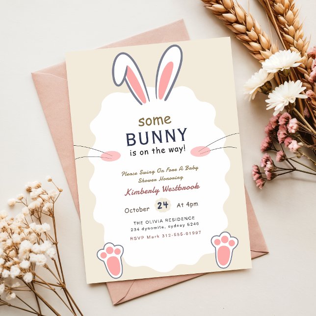 Some Bunny Elegant Kanin Bebis Shower Inbjudningar (Skapare uppladdad)
