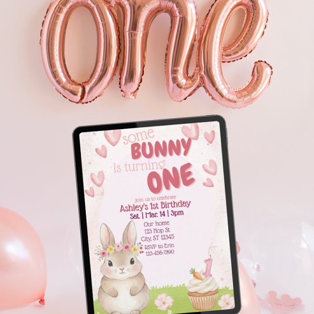 Some Bunny First Birthday, Pink Invitation Inbjudningar (Skapare uppladdad)