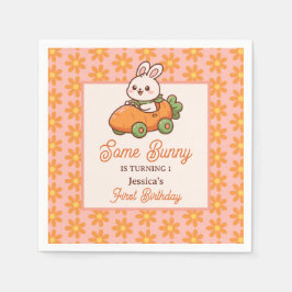 Some Bunny Floral Cute Easter 1st Birthday Party Pappersservett