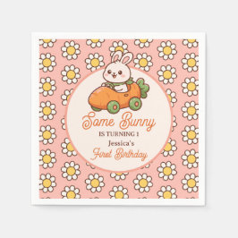 Some Bunny Floral Easter Girl 1st Birthday Party Pappersservett