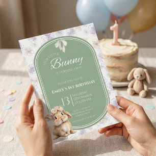 Some Bunny Födelsedagsinbjudan Kanin 1:a födelseda Inbjudningar