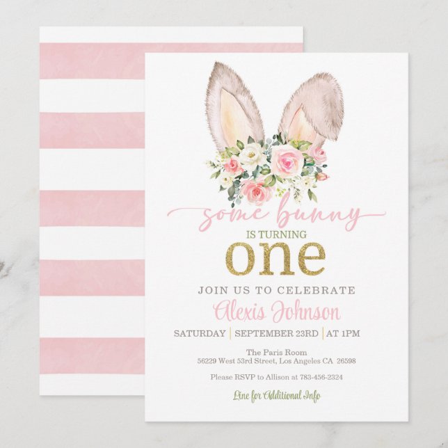 Some Bunny fyller ETT Inbjudan - Kaninöron (Fram/baksida)