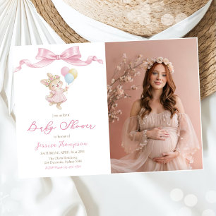 Some Bunny Girl Pink Baby Shower Party Foto Inbjudningar