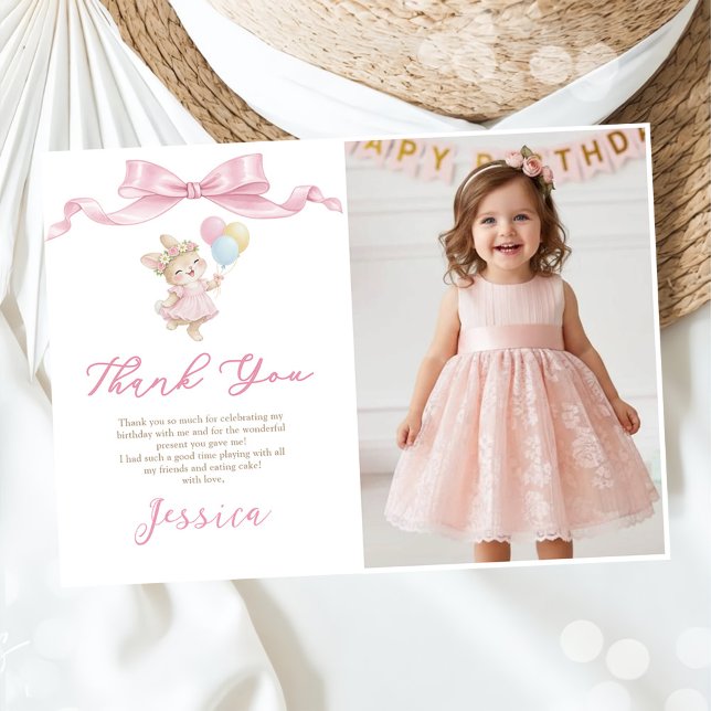 Some Bunny Girl Pink fyller år Födelsedagsfoto Tack Kort (Skapare uppladdad)