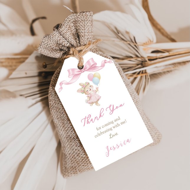 Some Bunny Girl Rosa Fyller Ett Födelsedag Tack Presentetikett (Skapare uppladdad)