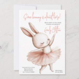 Some Bunny Is Almost Here Ballerina Baby Shower Inbjudningar