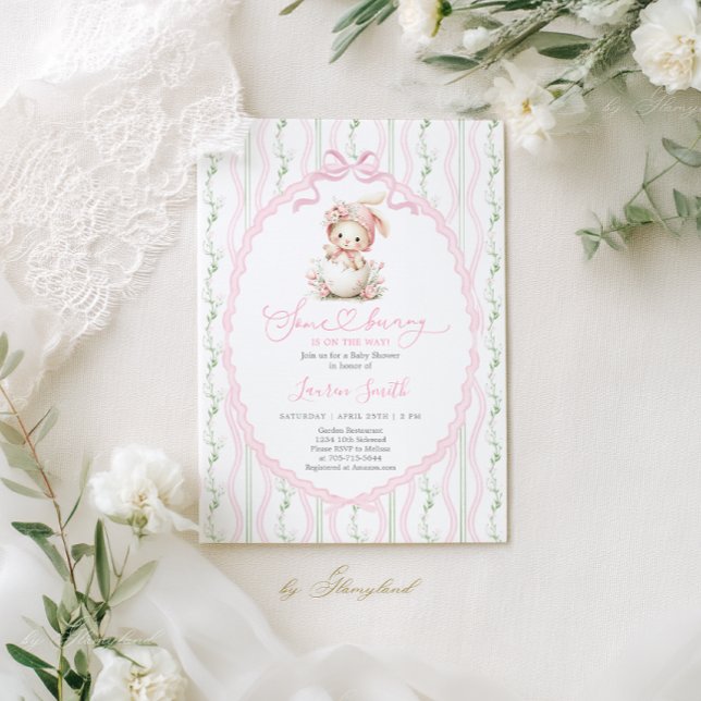 Some Bunny Is On The Way Baby Shower Girl Inbjudningar (Skapare uppladdad)