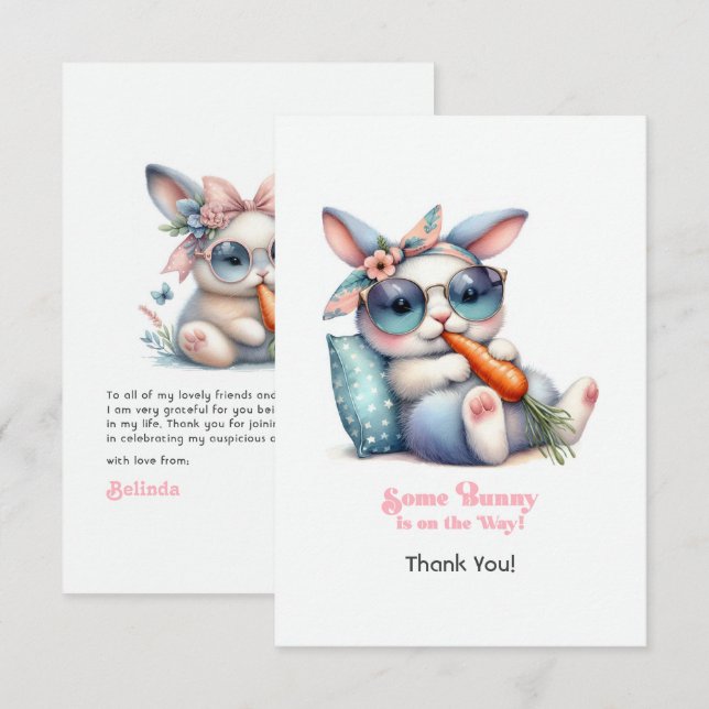 Some Bunny Is On the Way Baby Shower Tack Kort (Fram/baksida)