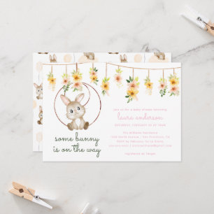 Some Bunny Is On The Way Boho Rabbit Baby Shower Inbjudningar