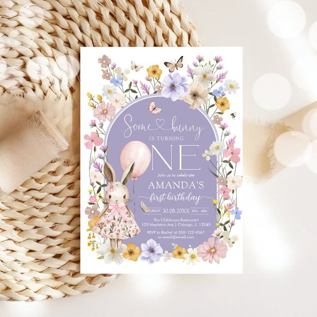 Some Bunny Is ONE First 1st Birthday Invitation Inbjudningar (Skapare uppladdad)