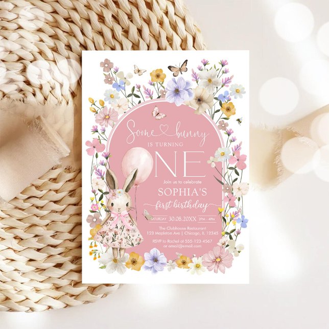 Some Bunny Is ONE First 1st Birthday Invitation Inbjudningar (Skapare uppladdad)