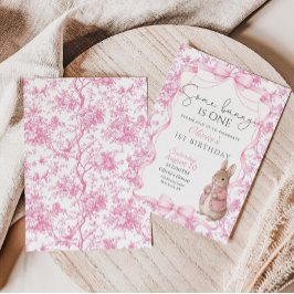 Some Bunny Is One Girl  1st Birthday Invitation Inbjudningar